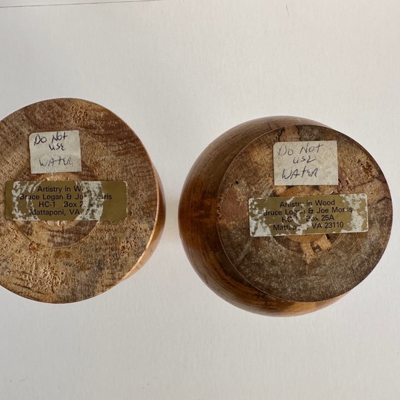 Vintage Turned wood candlestick holder or vase for dried flowers - Picture 7 of 13